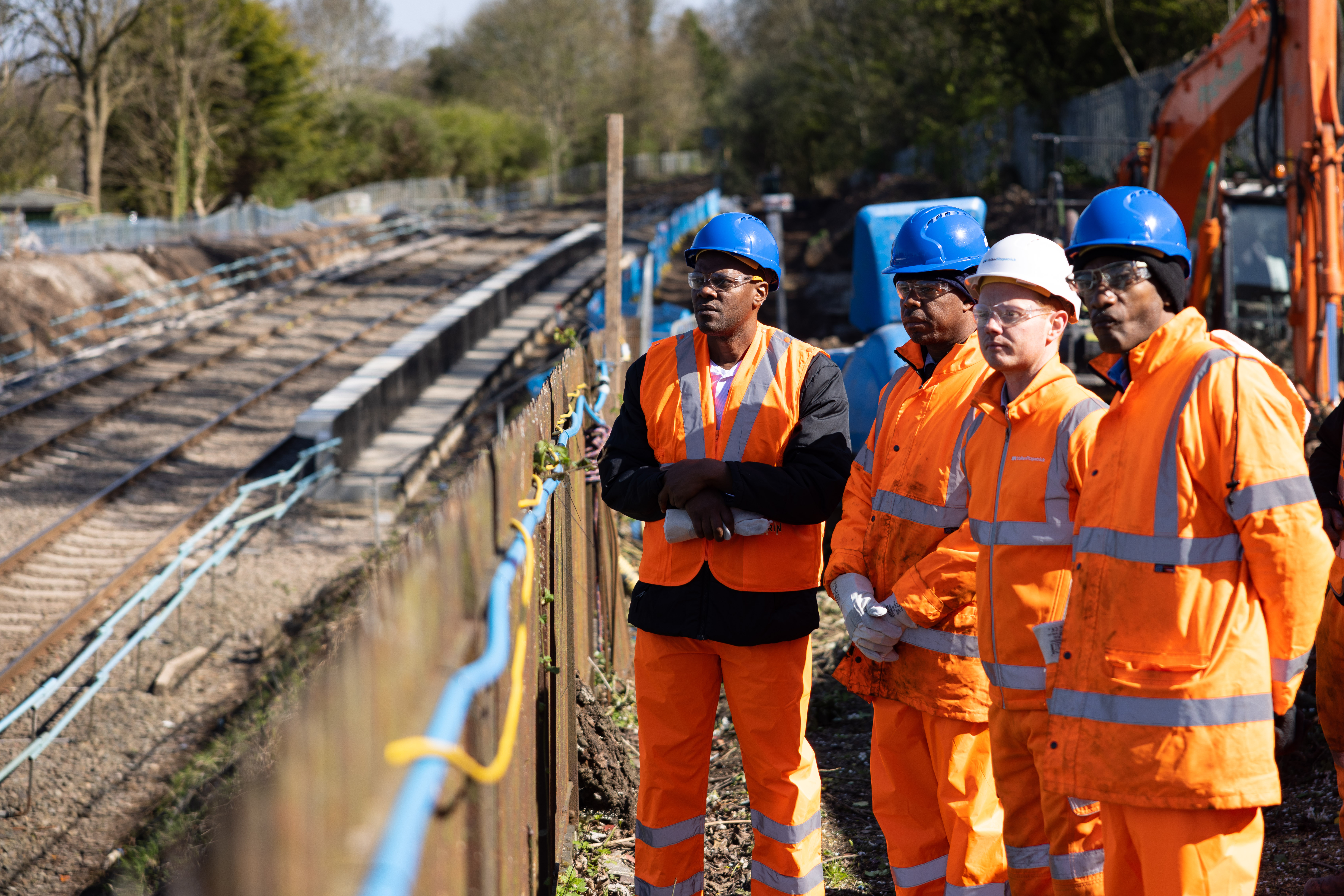 Delegates from Jamaica at the Pineapple Road station site in south Birmingham.